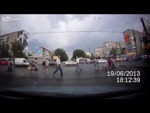 Impatient driver hits a disabled old lady