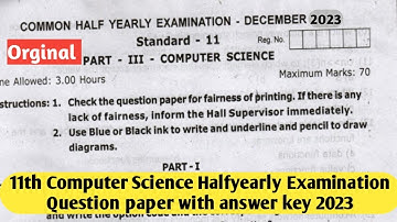 11th Computer Science/Halfyearly/Question paper/2023/with answer key/Vincent Maths