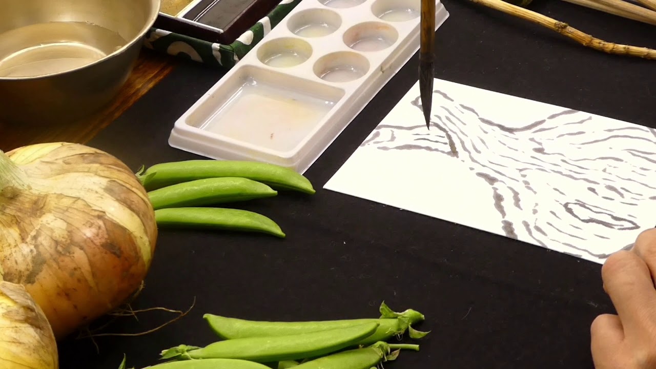 絵手紙 新玉ねぎを書く Youtube