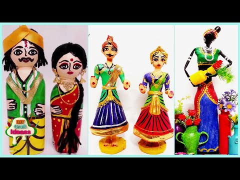 3 Indian traditional dolls | newspaper doll | maharashtrian tradition |
