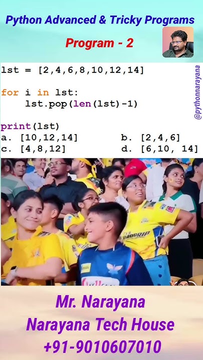 Python Advanced & Tricky Program-2 by Mr. Narayana || Narayana Tech ...