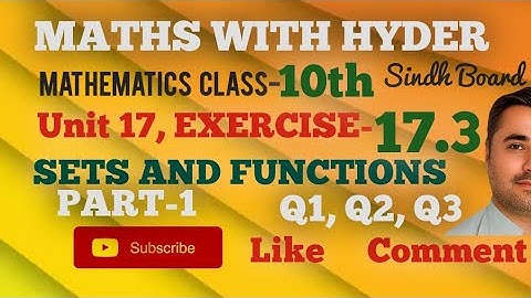 Mathematics class 10th Sindh Board, Unit 17, exercise 17.3 Q1, Q2, Q3 (Part-1)