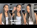 PLATINUM GRAY HIGHLIGHTED SIDE PART WIG INSTALL + HOW TO CUT LONG LAYERS | AliPearl Hair