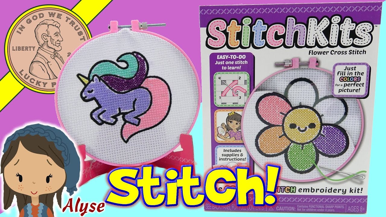 KRAFUN Cross Stitch Kits for Kids Beginners, 4 Cross Stitching