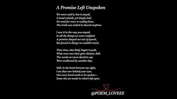 A Promise Left Unspoken | A Poem About Love, Silence & What Remains