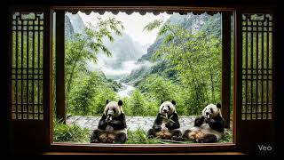 Relaxing Panda Ambience 🐼 | Misty Bamboo Forest & Mountain House Sounds (4K) screenshot 5