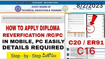 AP DIPLOMA RV,RC,PC APPLYING PROCESS 2023 | C16 & C20 STEP BY STEP