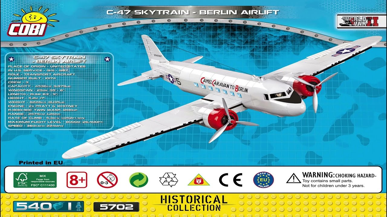 Cobi Instructions | Small Army / WW2 | 5702 | C-47 Skytrain Berlin Airlift Plane