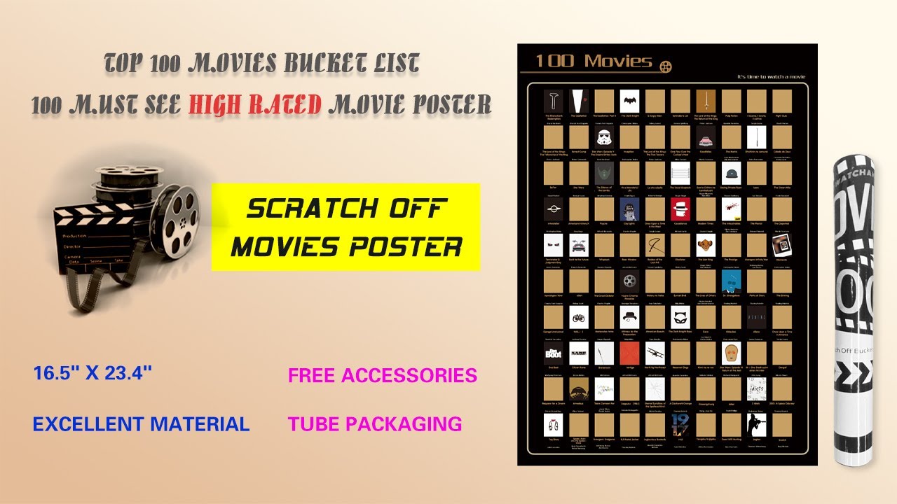Official IMDb Top 100 Movies Scratch Off Poster - moonflix