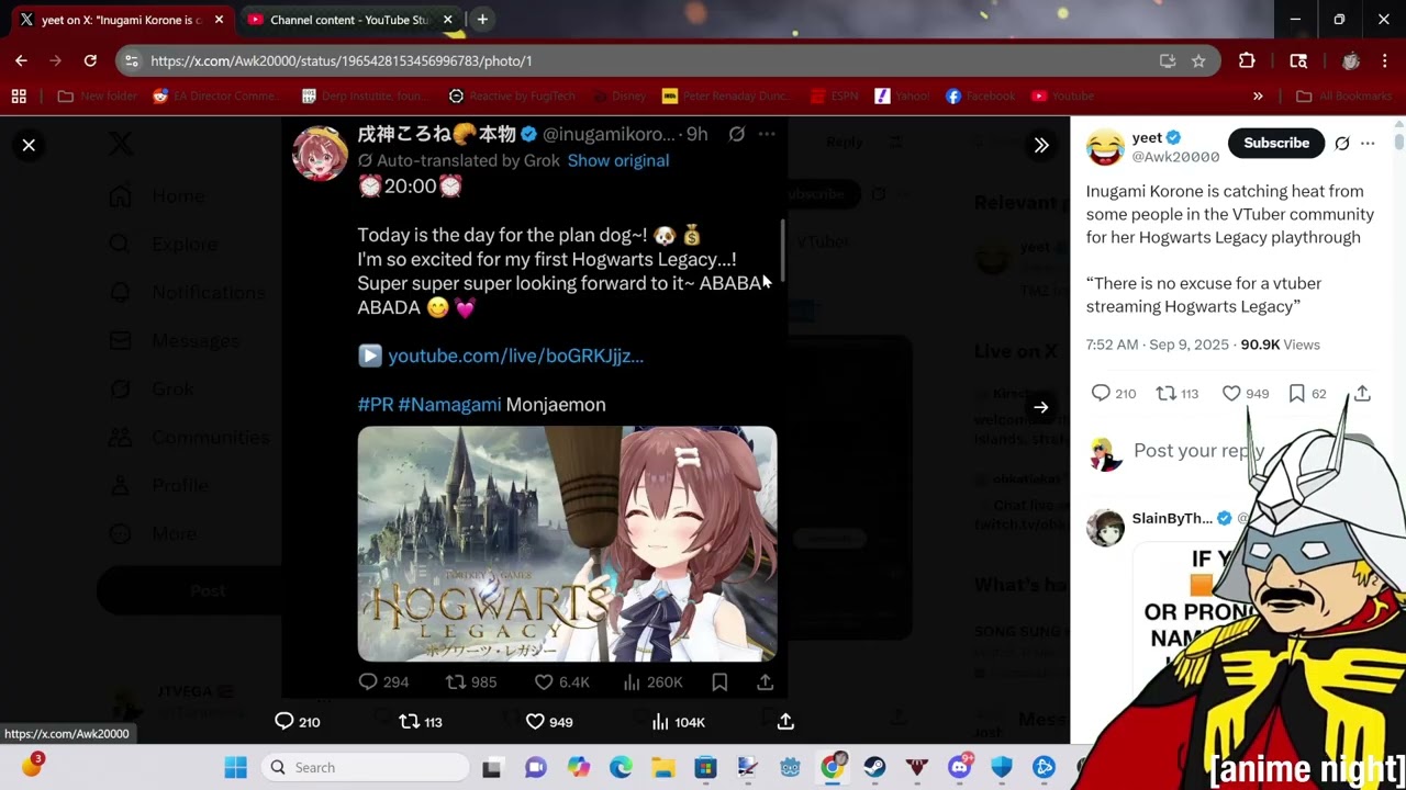 Inugami Korone Streaming The Wizard Game Trans BlueSky Community Is Upset.