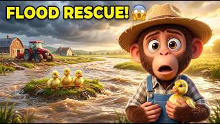 Monkey farmer cartoon । duckling rescue । heartwarming animal story