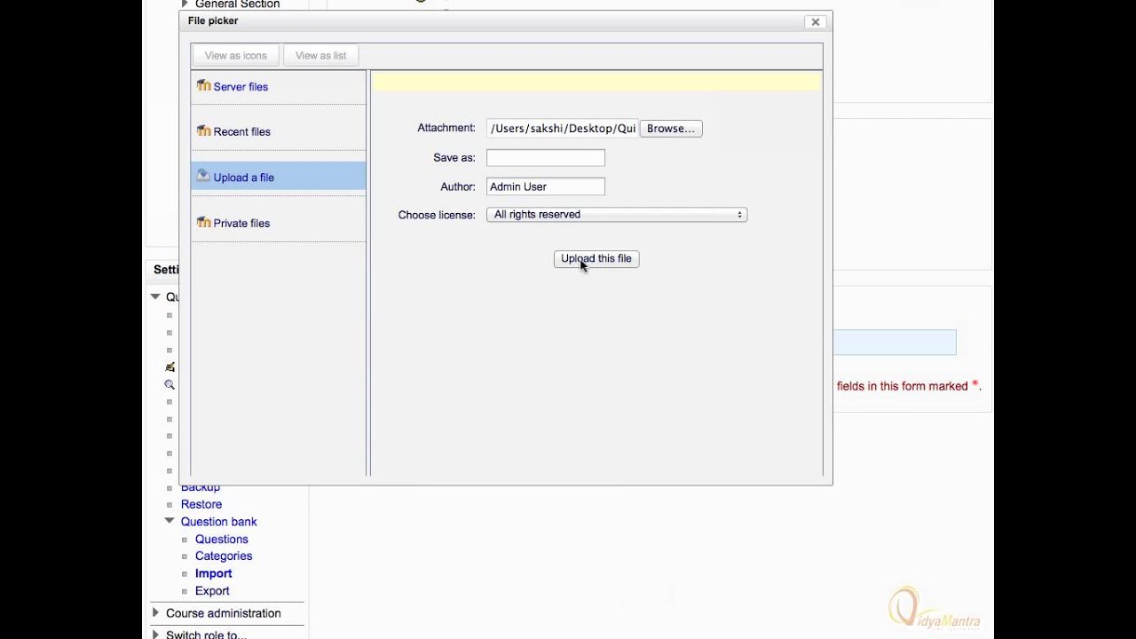 Moodle - Importing questions in the quiz question bank - YouTube