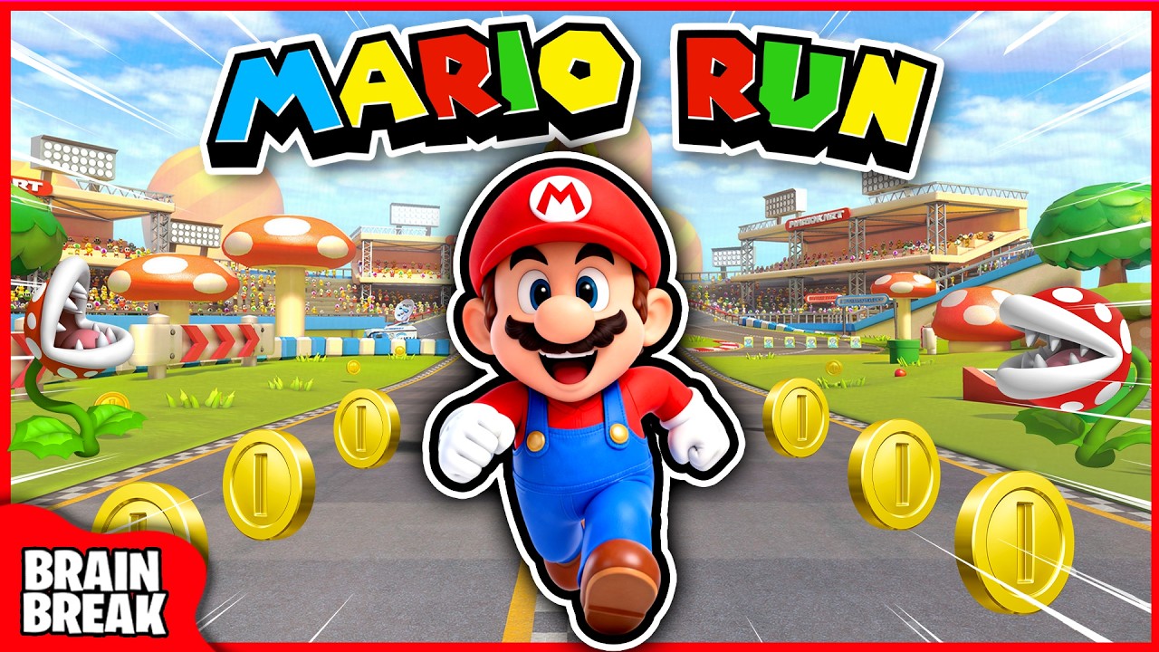 SUPER MARIO RUN 🔥 Matthew Wood 🔥 Brain Break Chase 🔥 The Floor is Lava ...