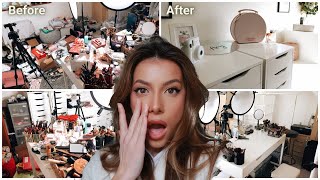 DECLUTTERING MY MAKEUP COLLECTION IN 2021! CLEANING MY BEAUTY ROOM \& ORGANISING MY VANITY!