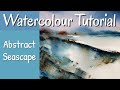 Abstract Seascape Watercolour Painting Using A Palette Knife!