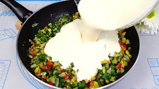 картинка: Пицца с овощами! Кабачки, картофель, болгарский перец и многое другое — пицца без замешивания!🔥