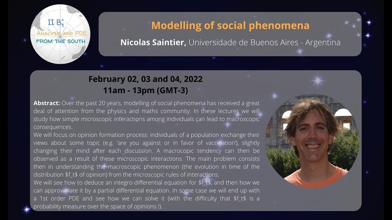 Nicolas Saintier (Universidad de Buenos Aires) - Modelling of social phenomena I