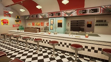1950s American Diner, Unreal Engine 5, Maya and Substance Painter, Part 50