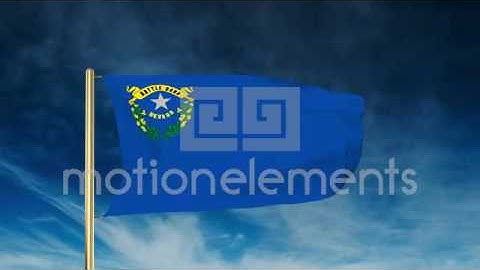 Nevada Flag Slider Style. Waving In The Win With Cloud Background Animation Stock Animation