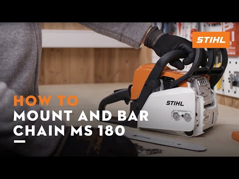 STIHL MS 180 | How to mount and bar the chain, tension the saw chain | Instruction