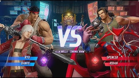 RYU and Dante vs Spencer and Jedah - MARVEL VS. CAPCOM: INFINITE