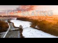 Ice skating in the netherlands  wageningen  cinematic drone 4k