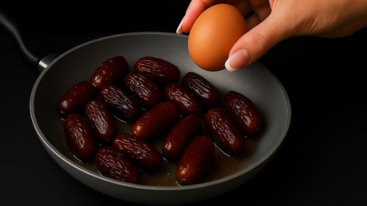 Pour the egg over the dates the result will amaze you!😍 A great idea for breakfast.😋