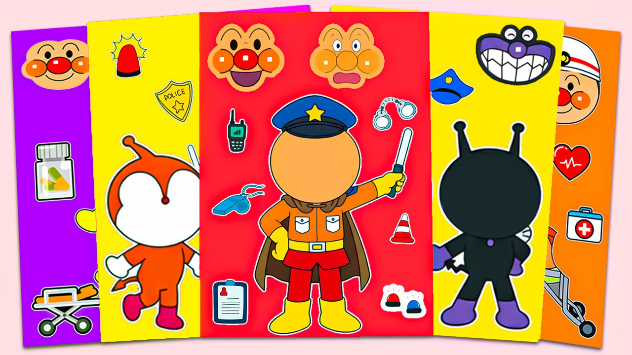 【癒しASMR】アンパンマンけいさつとかわいいなかまたち🚔💖やさしいパトロールごっこ🎧Relaxing Sticker Peeling with Anpanman & Friends