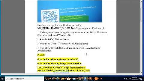 Fix IO1_INITIALIZATION_FAILED Blue Screen error on Windows 10