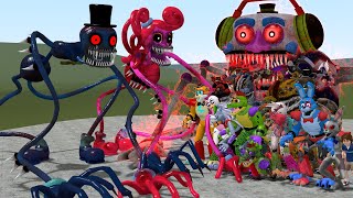 NIGHTMARE DADDY AND MOMMY LONG LEGS VS ALL GLAMROCK AND NIGHTMARE ANIMATRONICS In Garry's Mod (FNAF)