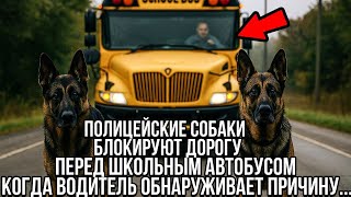 ПОЛИЦЕЙСКИЕ СОБАКИ БЛОКИРУЮТ ДОРОГУ ПЕРЕД ШКОЛЬНЫМ АВТОБУСОМ--КОГДА ВОДИТЕЛЬ ОБНАРУЖИВАЕТ ПРИЧИНУ...