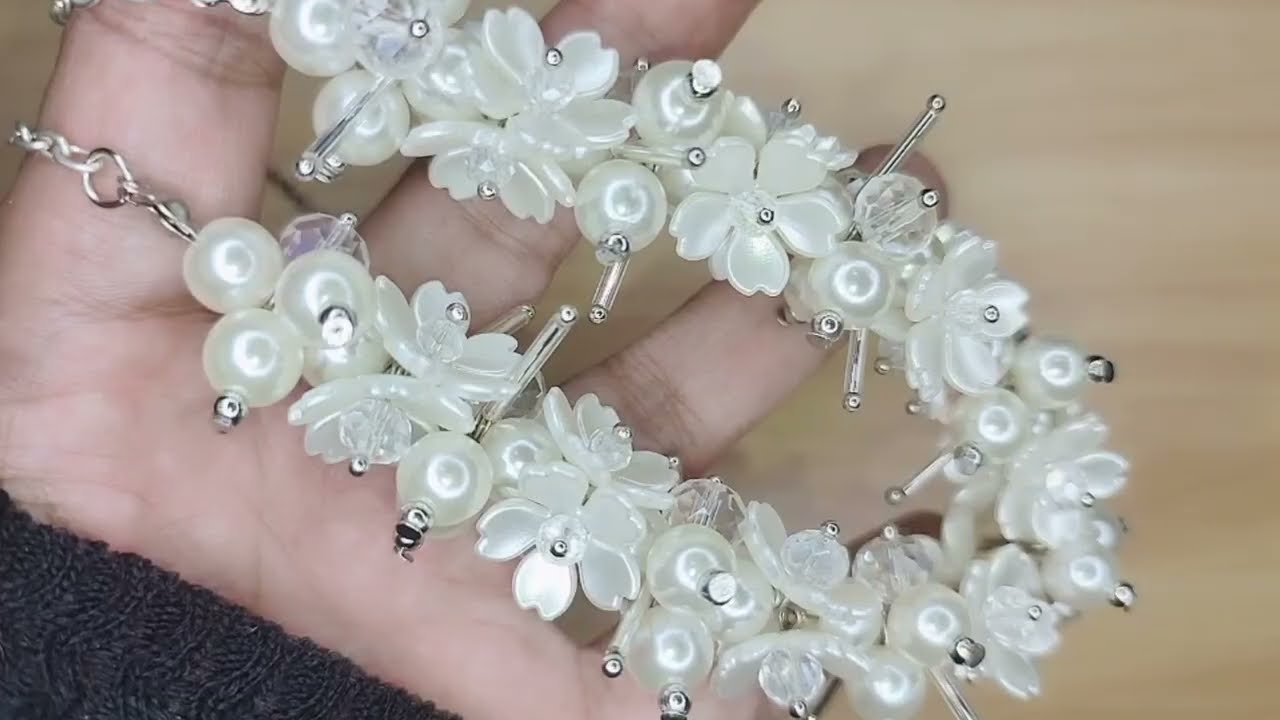Kalung Hijab - Tutorial Membuat Kalung Hijab - Beaded Necklace Flower
