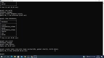 mySQL dbase in command line client