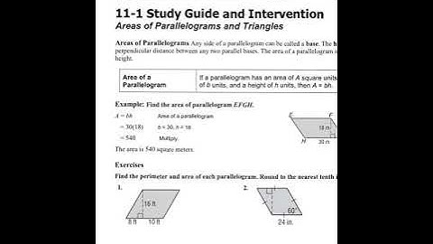 11-1 Areas of Parallelograms and Triangles