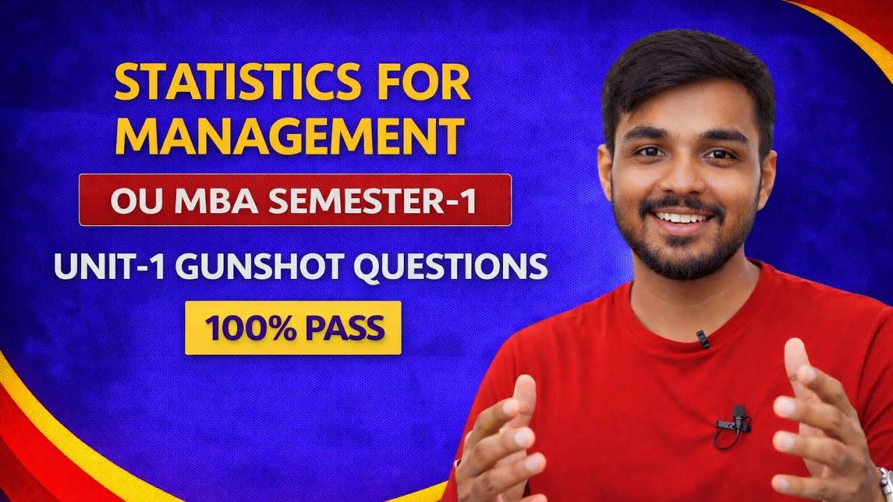 Statistics for Management Unit-1 | OU MBA SEM-1 | MOST IMPORTANT ...