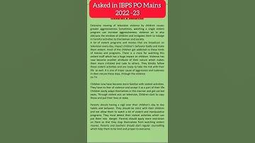 Descriptive Writing Asked in IBPS PO Mains 2022 -23 #shorts #sbipo #ytshorts #bankingandme