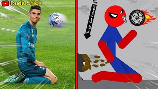 20 Min Real Football vs Stickman | Stickman Dismounting funny moments | Dude Stick