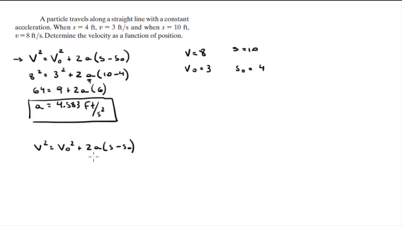 Determine the velocity as a function of position. YouTube