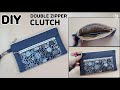 DIY DOUBLE ZIPPER CLUTCH WITH WRIST STRAP/ Clutch Wallet Making Tutorial  [Tendersmile Handmade]