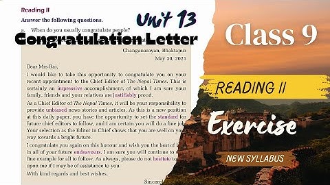 Congratulation Letter || Class 9 English || Unit 13 Reading II