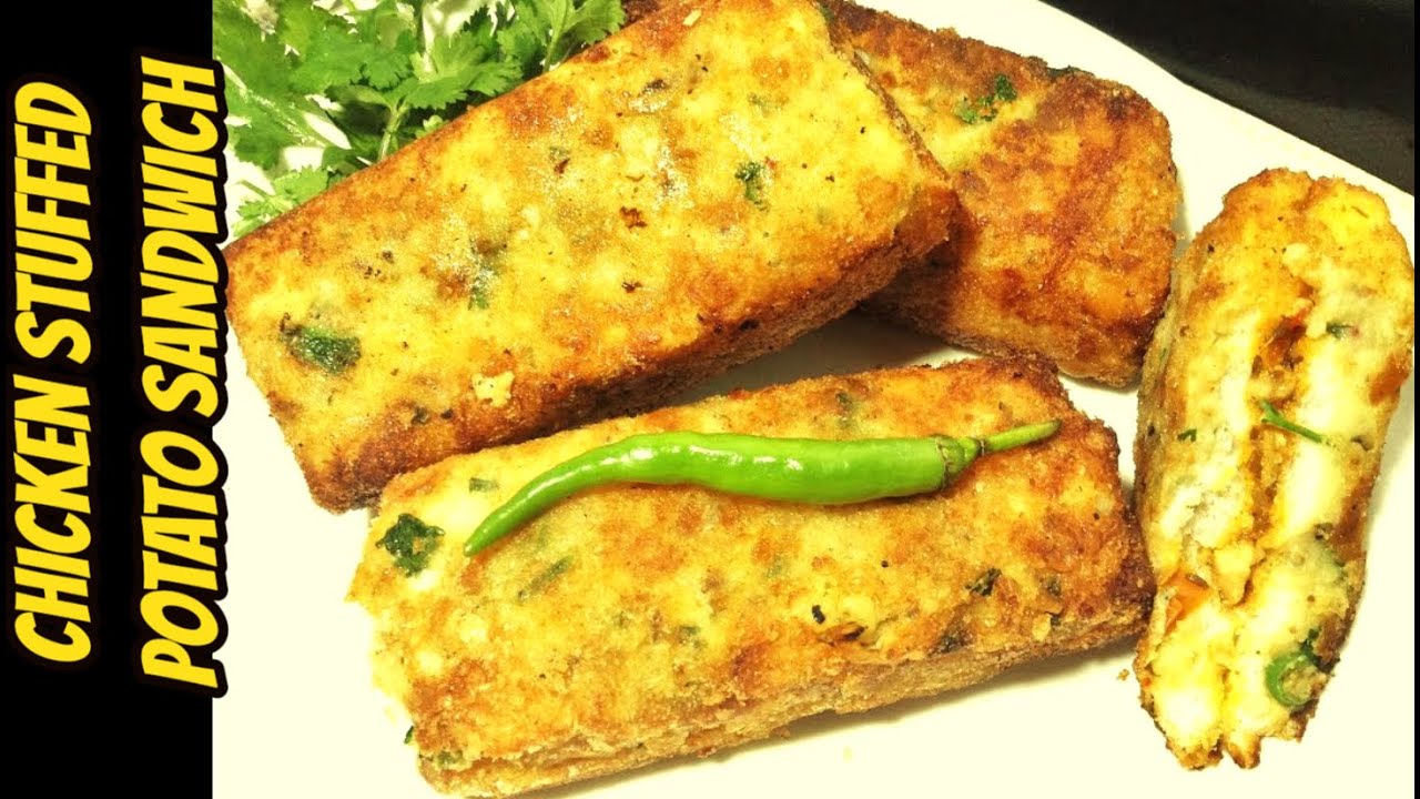 Chicken stuffed Potato Sandwich Recipe Potato Bread Sandwitch By