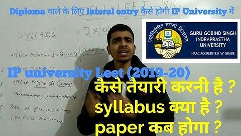 IP University lateral entry// GGSIPU LEET  /2019-20/dtu leet //ipu leet//lateral entry for diploma