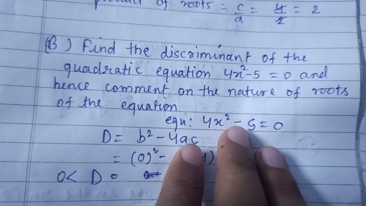 Find The Discriminant Of The Quadratic Equation 4x 2 5 0 And Find The Discriminant Of The Quadratic Equation 4x 2 5 0 And