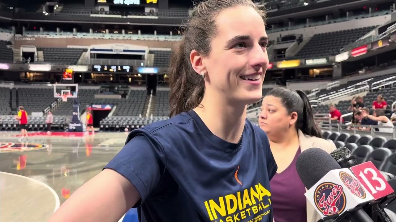 Caitlin Clark speaks to reporters after Indiana Fever practice - on WNBA  investigation, Game 1 v Sky