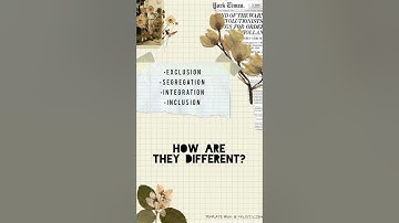 Exclusion, Segregation, Integration and Inclusion// (How are they different?)
