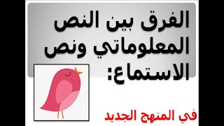 الفرق بين نص الاستماع والنص المعلوماتي لغة عربية للصف الرابع الابتدائى الترم الاول 2022