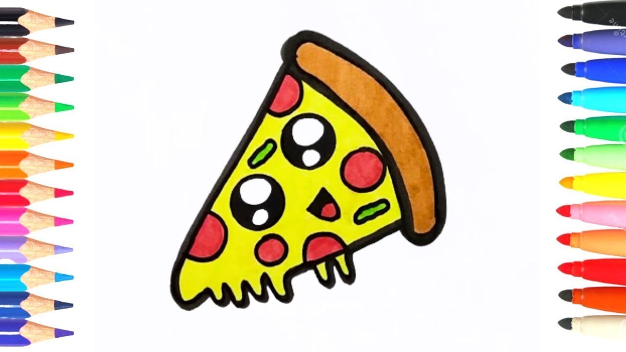 Dessiner Et Colorier Une Pizza Kawaii 🍕 - YouTube