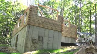 Oak Log Wall Construction 2