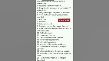 Real Analysis most important theorems sem-3