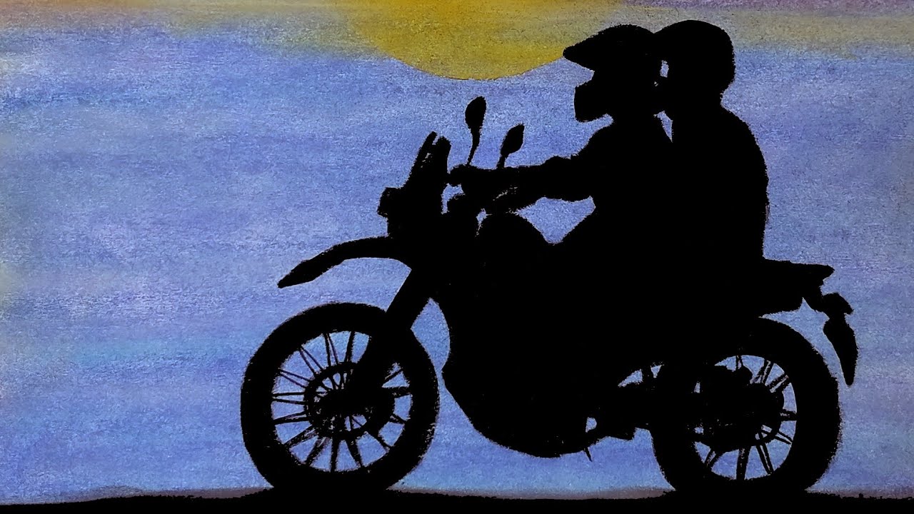 Motorcycle Riding Draw How to Draw Motorcycle Riders in Sunset Scenery / Drawing with Soft ...